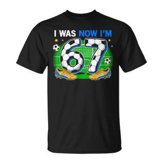 I Was 6 Now I'm 7 Soccer 7Th Birthday Party 6 7 Birthday Boy T-Shirt - Thegiftio