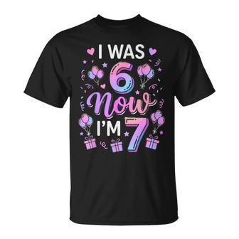 7Th Birthday Boys Girls I Was 6 Now I'm 7 Birthday T-Shirt - Thegiftio