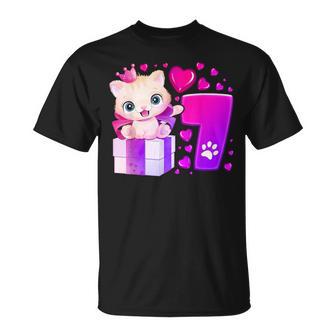 7° Compleanno Ragazza 7 Anni Gatto Numero 7 Maglietta - Novitaregali