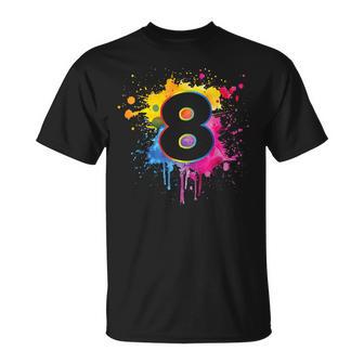 8 Geburtstagplash Color 8 Jahre Jungs Mädchen Bunt T-Shirt - Seseable