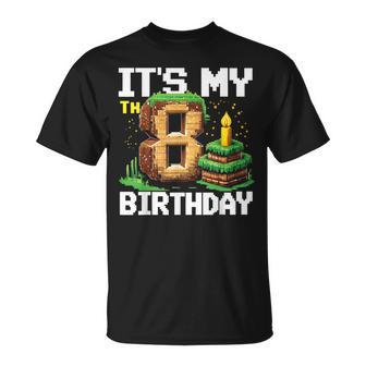 8Th Birthday Boy 8 Year Old Birthday Gamer Pixel T-Shirt - Thegiftio UK