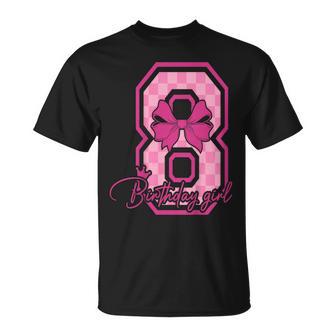 8Th Birthday Girl Pink Bow Eight Bday 8 Years Birthday Girl T-Shirt - Thegiftio UK