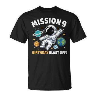 9Th Birthday Astronaut Space Rocket 9 Years Old Boys T-Shirt - Thegiftio UK