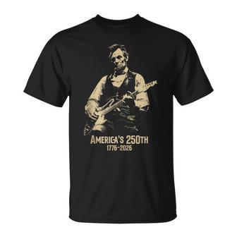 Abraham Lincoln Playing Guitar 4Th July 250Th Anniversary T-Shirt - Monsterry