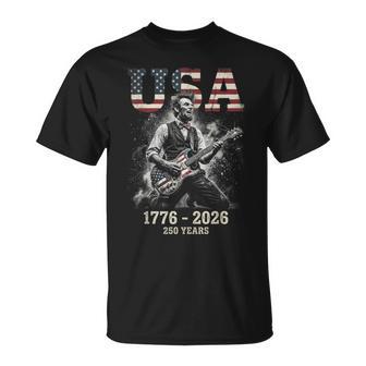 Abraham Lincoln Usa 250 Years 1776-2026 Rock Guitar T-Shirt - Monsterry
