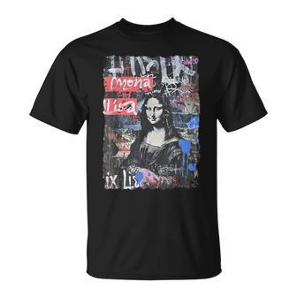 Abstrakt Graffiti Kunst Leonardo Dainci Kunst Mona Lisa T-Shirt - Seseable