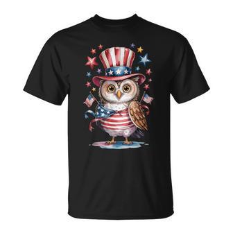 Adorable Hibou Drapeau Américain Tenue Feu D'artifice 4 Juillet T-Shirt - Cadeauxyz