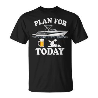 Adult Joke Pontoon Boat Plan For Today Beer Drinking T-Shirt - Monsterry