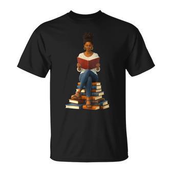 African American Black Woman Melanin Afro Girl Reading Book T-Shirt - Thegiftio
