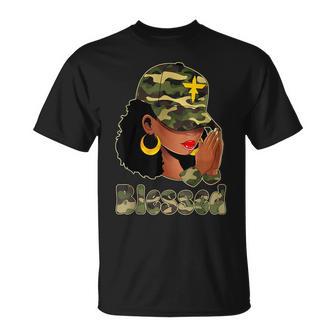 Afro Black Camo Melanin Queen Cap Hat Blessed T-Shirt - Thegiftio UK