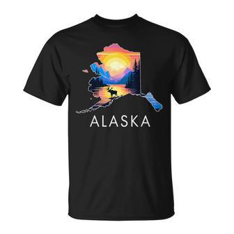 Alaskan Animal Moose Alaska Map T-Shirt - Thegiftio UK