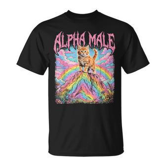 Alpha Male Kätzchen Lustige Katze Regenbogen Blumen T-Shirt - Seseable