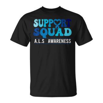Als Awareness Support Squad Groovy Als Awareness Als Support T-Shirt - Thegiftio UK