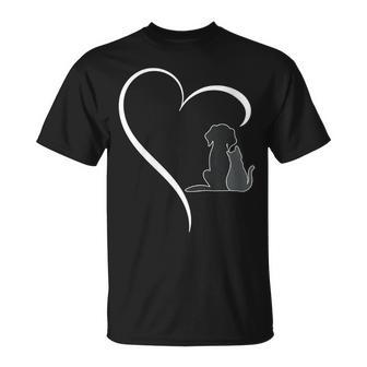 Amante De Las Mascotas Con Corazón De Perros Y Gatos Cuello Camiseta unisex - Regaloses