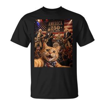 America 250Th Anniversary Cat Selfie Rock Concert 4Th July T-Shirt - Thegiftio UK