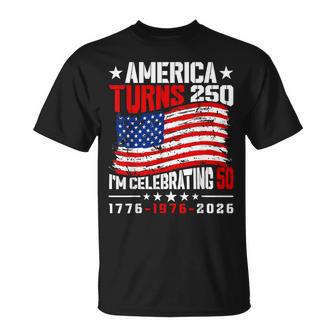 America Turns 250 I'm Celebrating 50Th Birthday Usa Flag T-Shirt - Thegiftio UK