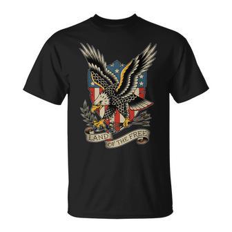 American Bald Eagle Land Of The Free Tattoo Flash T-Shirt - Thegiftio UK