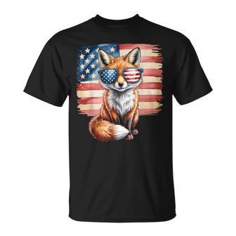 American Flag Fox Usa 4Th Of July Patriotic Women T-Shirt - Thegiftio UK