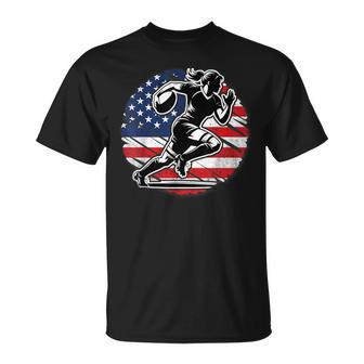 American Rugby Player Woman Flag Usa United States T-Shirt - Thegiftio