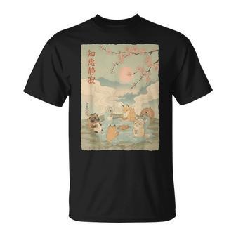 Animaux Japonais Onsen Kawaii Fleurs De Cerisier Relaxation T-Shirt - Cadeauxyz