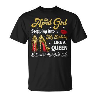 April Woman Girl Leopard High Heels It's My Birthday T-Shirt - Monsterry