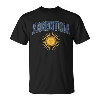 Argentina Vintage Sun Of May Collegiate Distressed T-Shirt - Thegiftio UK