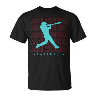 Arizona Baseball Minimalist Backprint Retro Baseball Lover T-Shirt - Monsterry