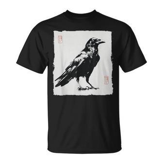 Arte Japonés Cuervo Cuervo Estilointage Gótico Camiseta unisex - Regaloses
