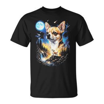 Arteintage Para Perros Con Diseño De Chihuahua Aullando En La Luna Camiseta unisex - Regaloses