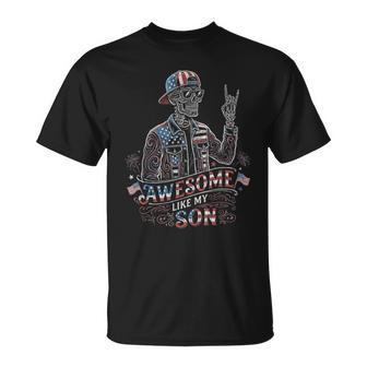 Awesome Like My Son Skeleton Dad Fathers Day T-Shirt - Thegiftio UK