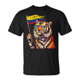Bandera De Colombia Tigre Raíces Colombianas Orgullo Colombiano Camiseta unisex - Regaloses