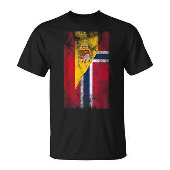 Banderas De España Y Noruega Español Noruego Camiseta unisex - Regaloses