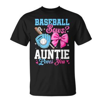 Baseball Or Bows Your Auntie Loves You Gender Reveal T-Shirt - Thegiftio UK