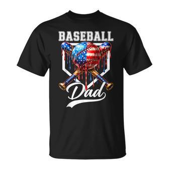 Baseball Dad Drip Father's Day Daddy Usa Flag Patriotic Men T-Shirt - Thegiftio UK
