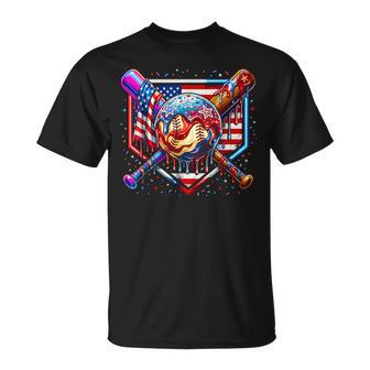 Baseball Drip American Flag For Boys Kids Youth 4Th Of July T-Shirt - Thegiftio UK