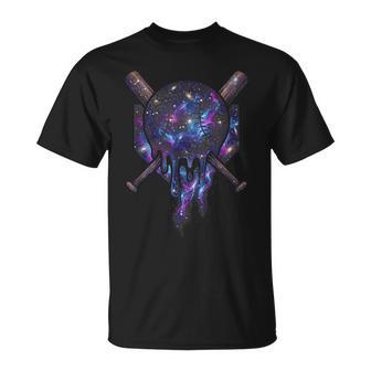 Baseball Drip For Boys Ice Cream Dripping Baseball Galaxy T-Shirt - Thegiftio UK