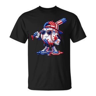 Baseball Drip Ice Cream American Flag 4Th Of July Boys Kids T-Shirt | Mazezy