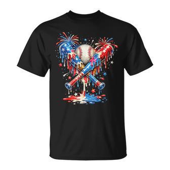 Baseball Drip Ice Cream Patriot American Flag 4Th Of July T-Shirt - Thegiftio UK