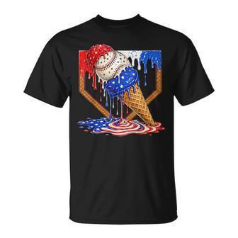 Baseball Ice Cream Drip 4Th Of July Boys Youth Kids T-Shirt - Thegiftio UK
