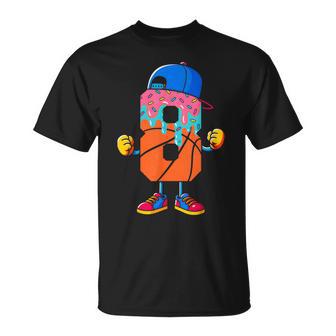 Basketball 8 Year Old Ice Cream Drip Youth 8Th Birthday Boy T-Shirt - Monsterry