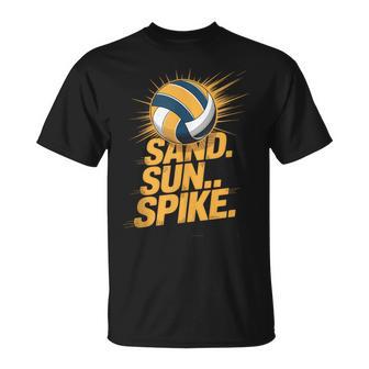 Beach Volleyball Sand Sun Spike Summer Graphic T-Shirt - Thegiftio
