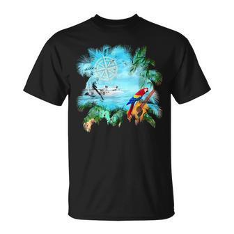 Beachside Dream Seaplane Parrot And Guitar T-Shirt - Thegiftio UK