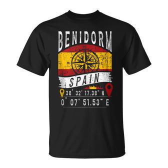 Benidorm Bandera España Coordenadas Gps De Benidorm In Mangas Camiseta unisex - Regaloses