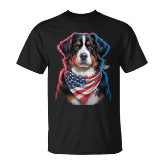 Bernese Mountain Dogs Usa American Flag 4Th Of July Dog T-Shirt - Thegiftio UK