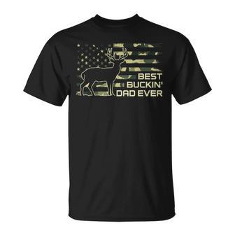 Best Buckin' Dad Ever Father's Day Camoflag Deer Hunting T-Shirt - Monsterry
