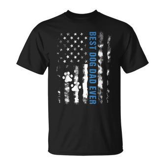 Best Dog Dad Ever American Flag Father's Day Dog Lover Paw T-Shirt - Thegiftio