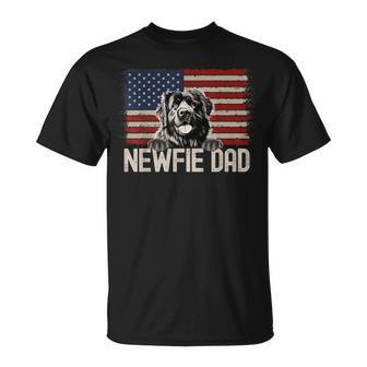 Best Dog Dad Ever American Flag Newfie Dad T-Shirt - Monsterry UK