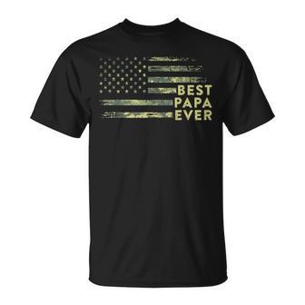 Best Papa Ever Camo American Flag Dad Fathers Day Mens T-Shirt - Thegiftio