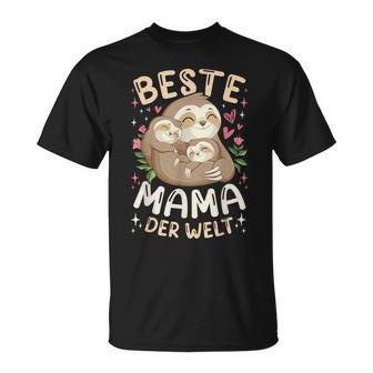 Beste Mama Der Welt Faultiere Mutter & 2 Kinder Muttertag T-Shirt - Seseable