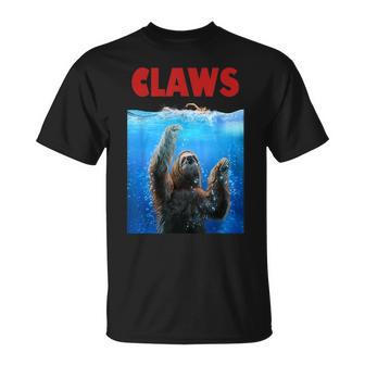 Beware Of Claws 面白いナマケモノ シャーク 映画 パロディ Tシャツ - Kawaiitshirt